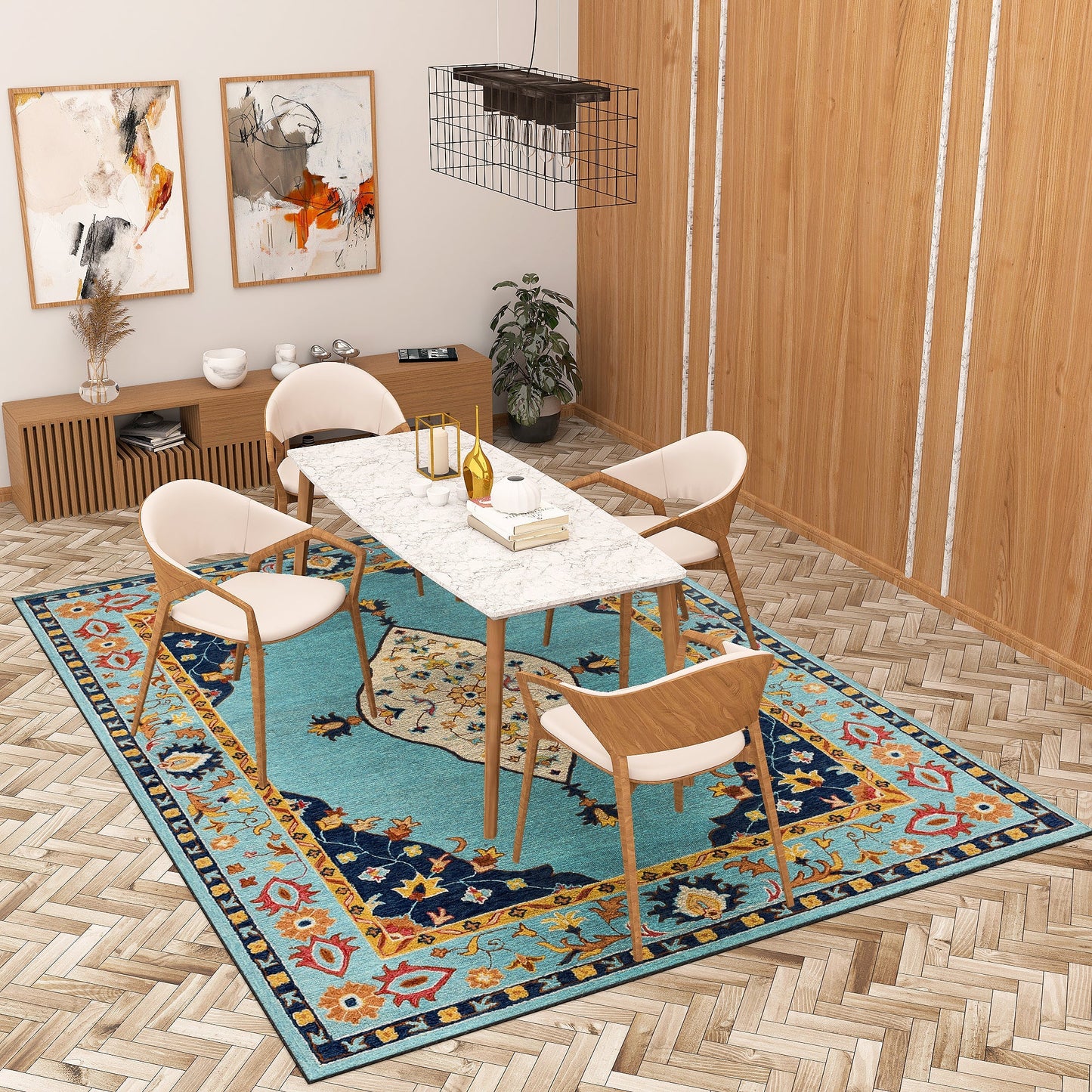 Premium Hand-Tufted Rug Made of 100% Wool - Aydin Sky - 9x12 Feet