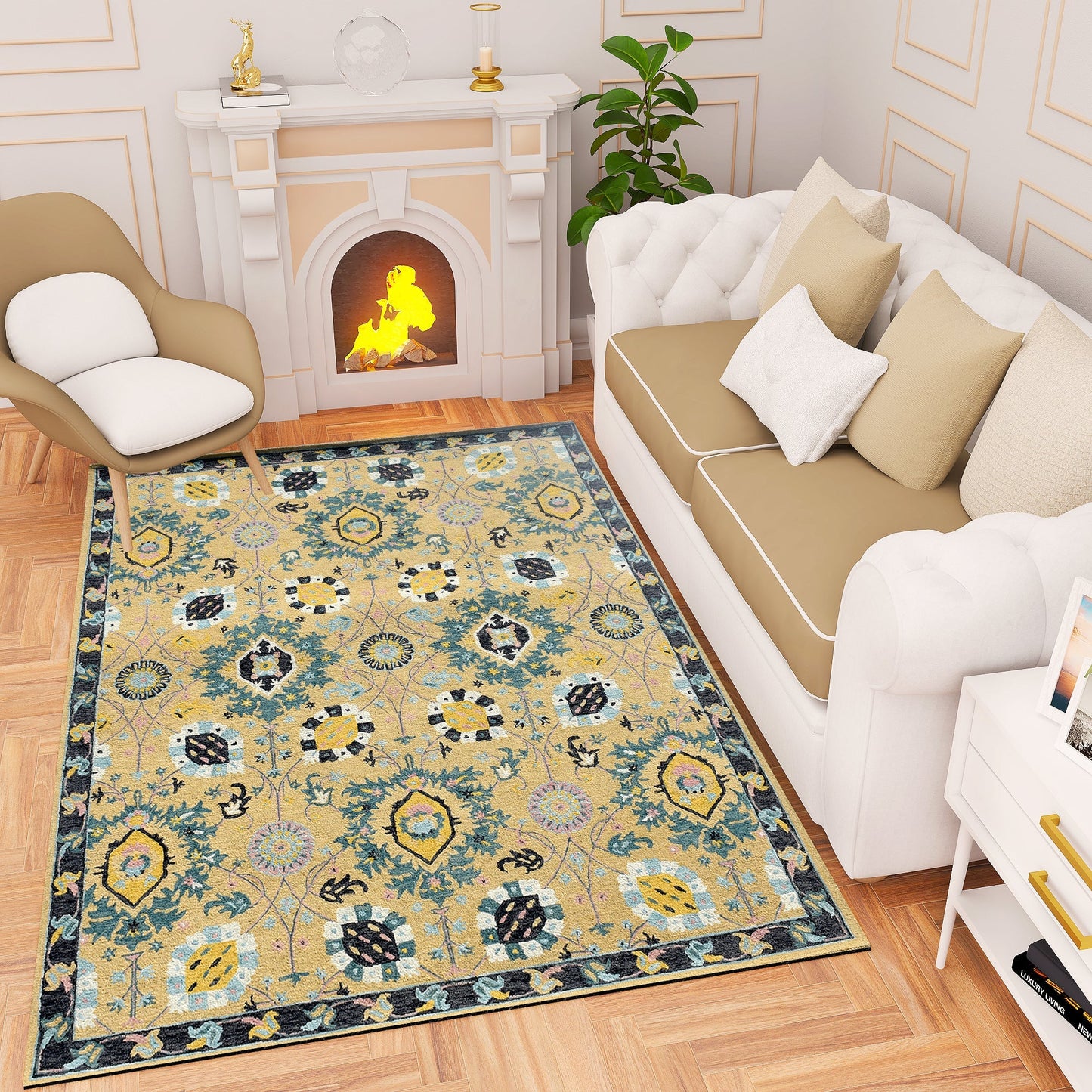 Premium Hand-Tufted Rug Made of 100% Wool - Cankiri Garden - 4x6 Feet