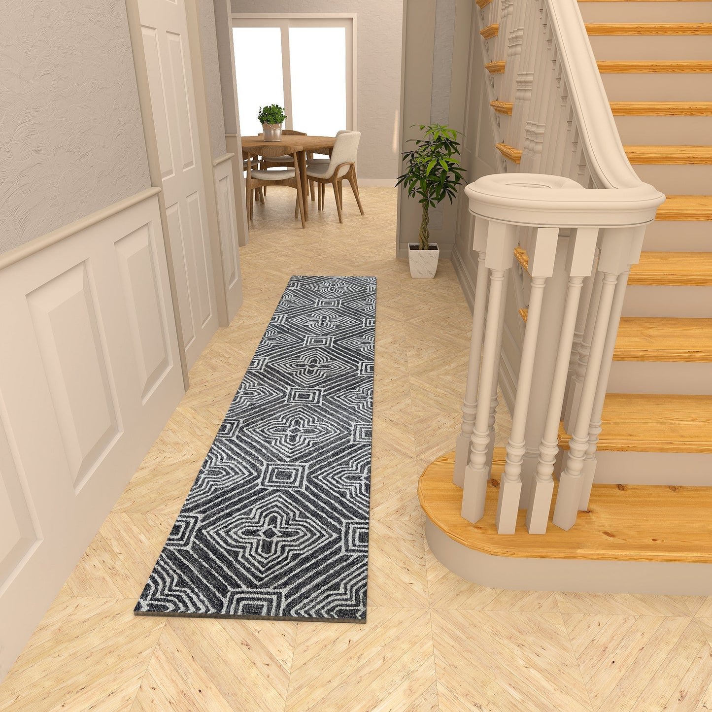 Premium Hand-Tufted Rug Made of 100% Wool - Echos - 2x6 Feet