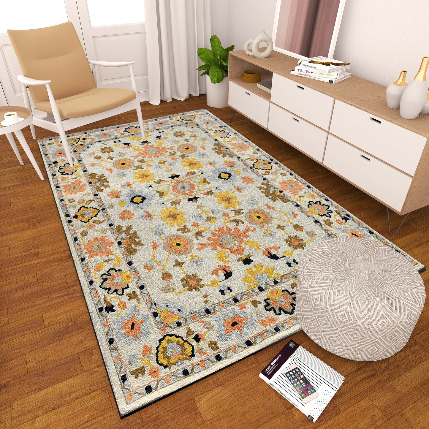 Premium Hand-Tufted Rug Made of 100% Wool - Flora Meadow - 4x6 Feet