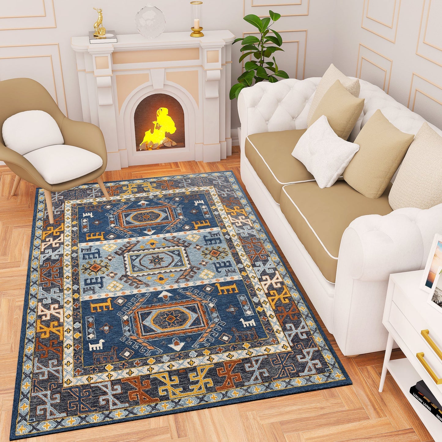 Premium Hand-Tufted Rug Made of 100% Wool - Inca Fable - 5x8 Feet