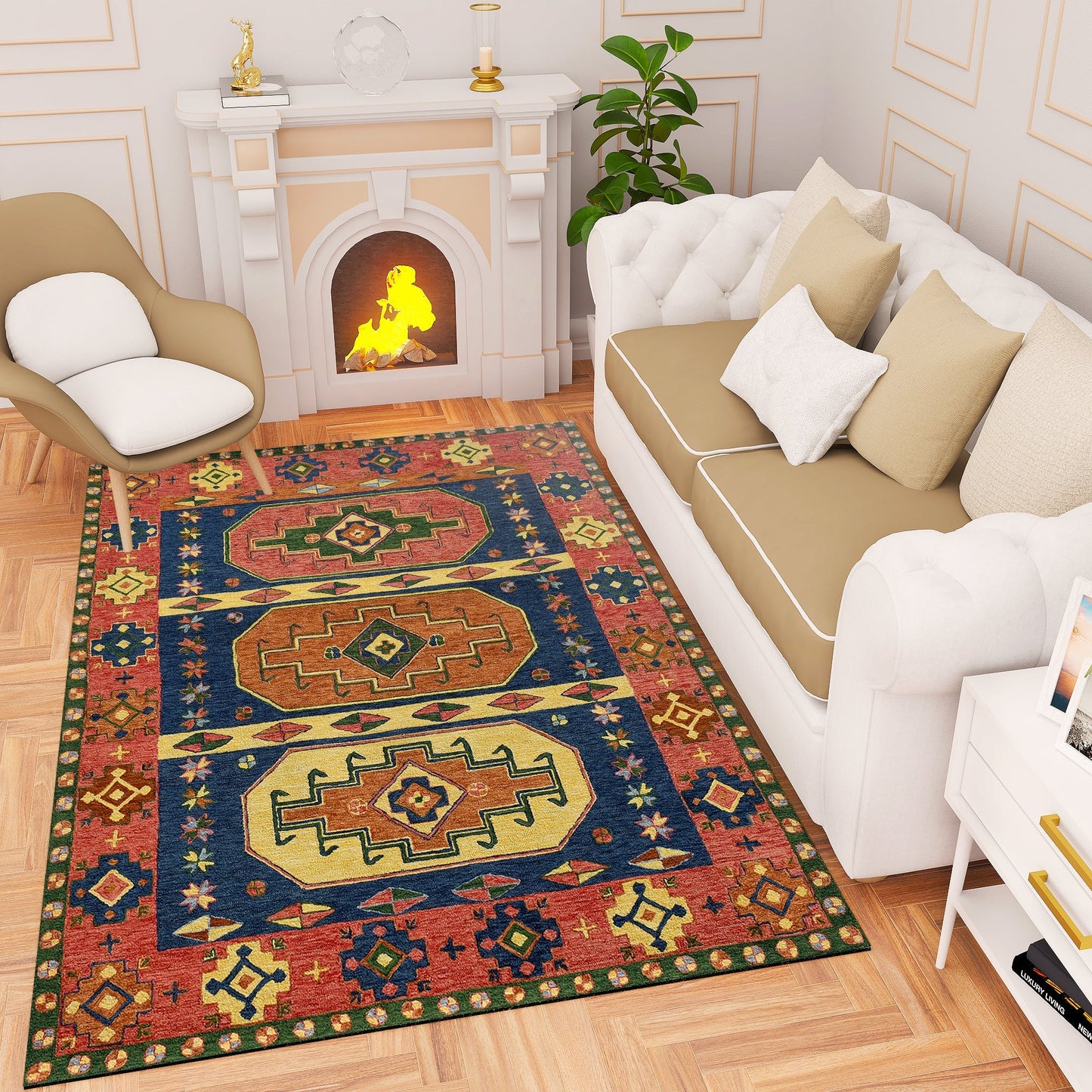 Premium Hand-Tufted Rug Made of 100% Wool - Inca Myth - 6x9 Feet