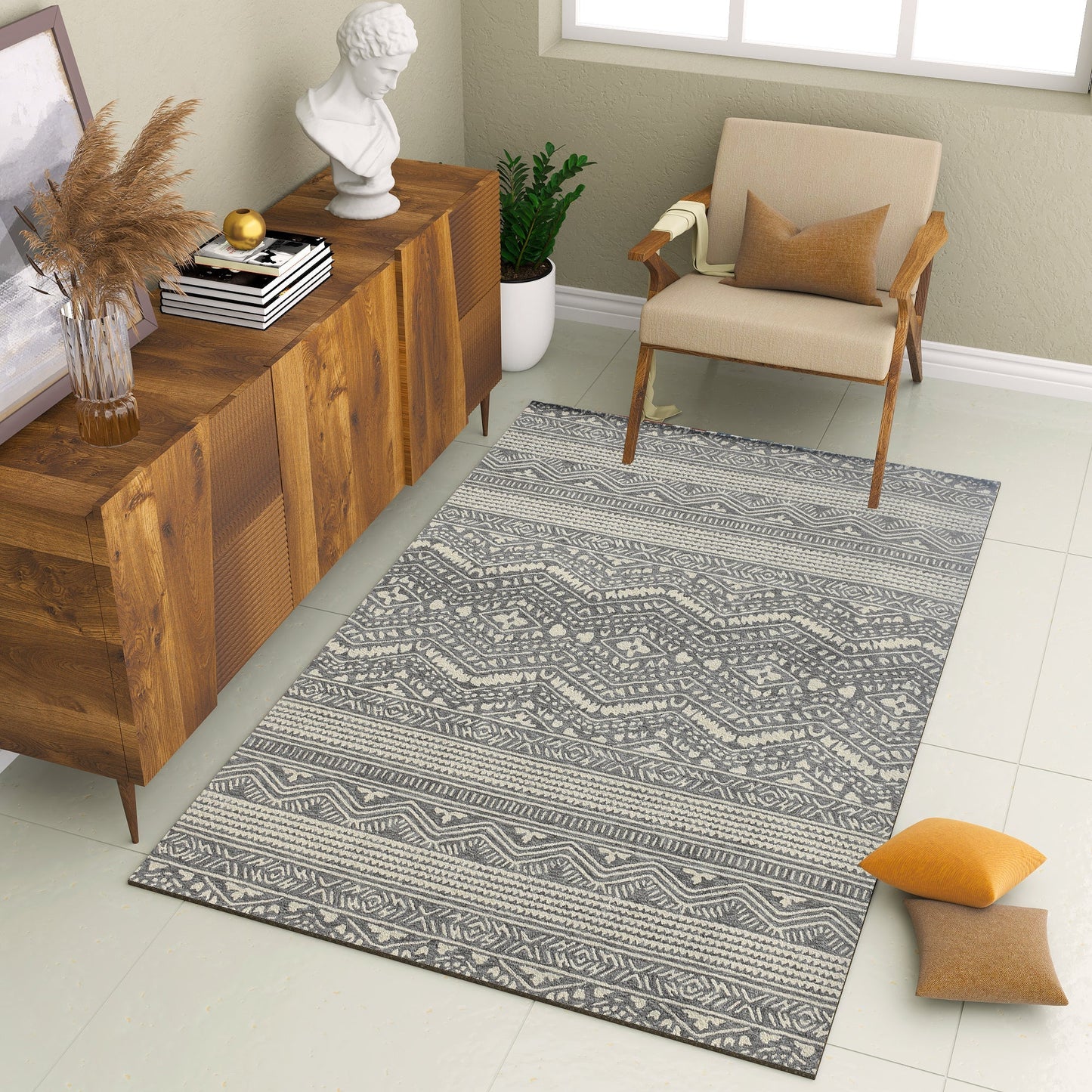 Premium Hand-Tufted Rug Made of 100% Wool - Midnight Mist - 4x6 Feet