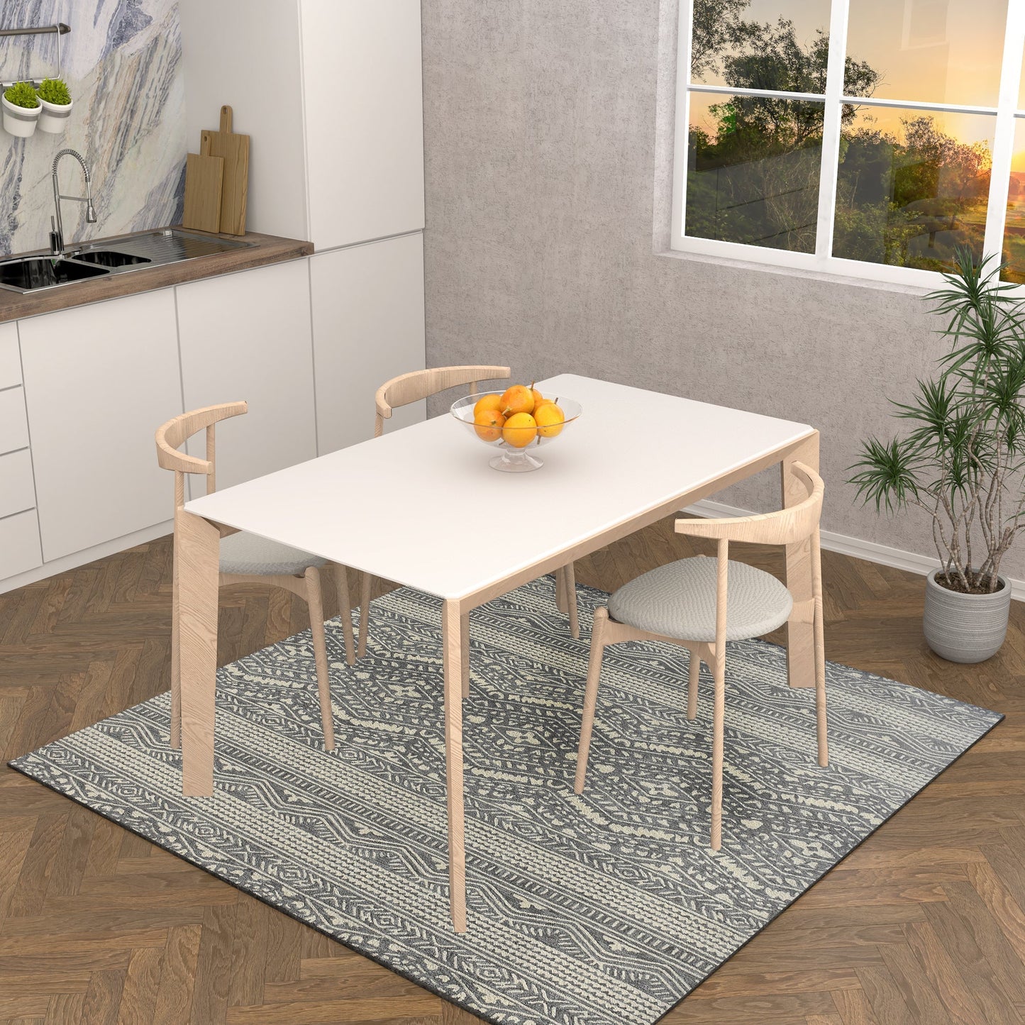 Premium Hand-Tufted Rug Made of 100% Wool - Midnight Mist - 6x6 Feet