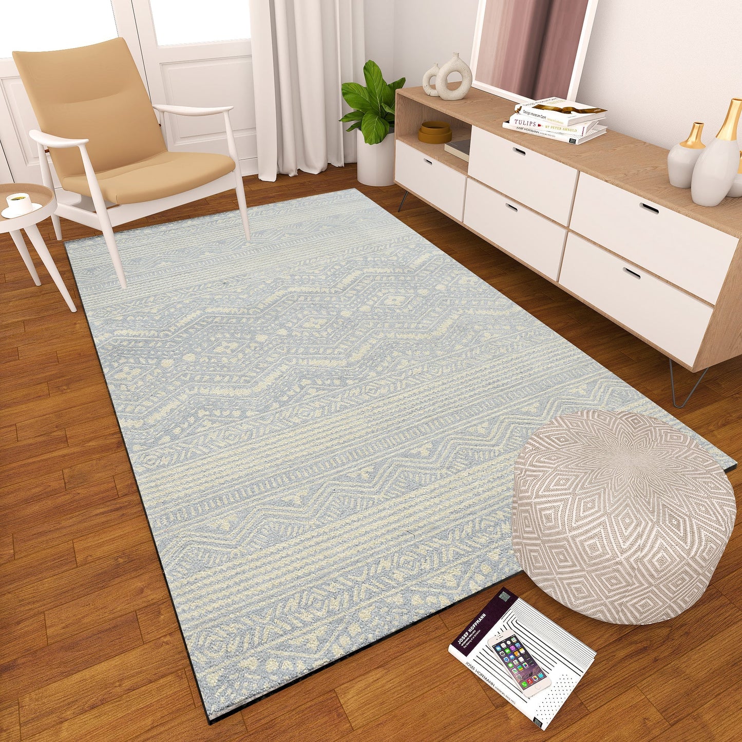 Premium Hand-Tufted Rug Made of 100% Wool - Morning Mist - 3x5 Feet