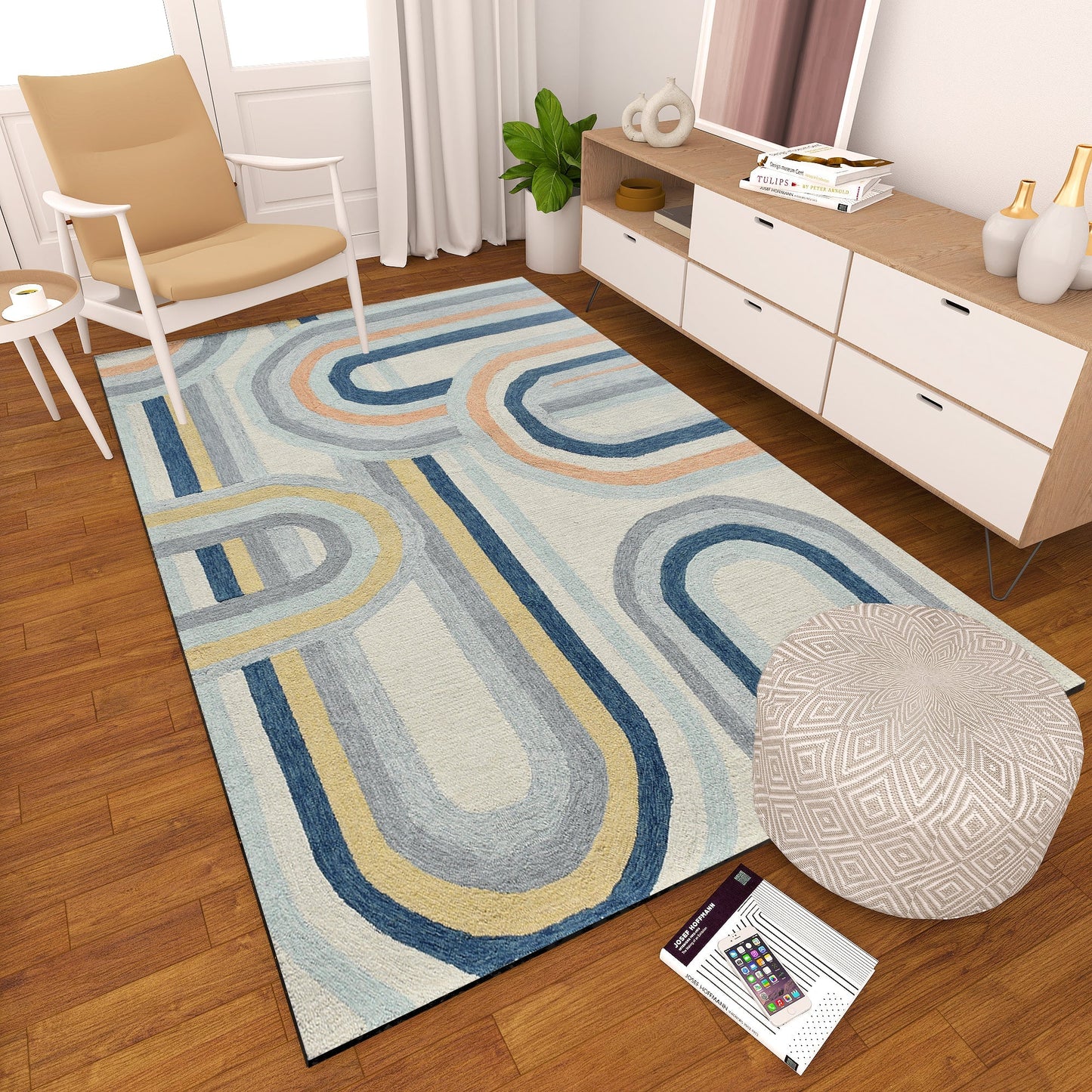 Premium Hand-Tufted Rug Made of 100% Wool - Pastel Loops - 4x6 Feet
