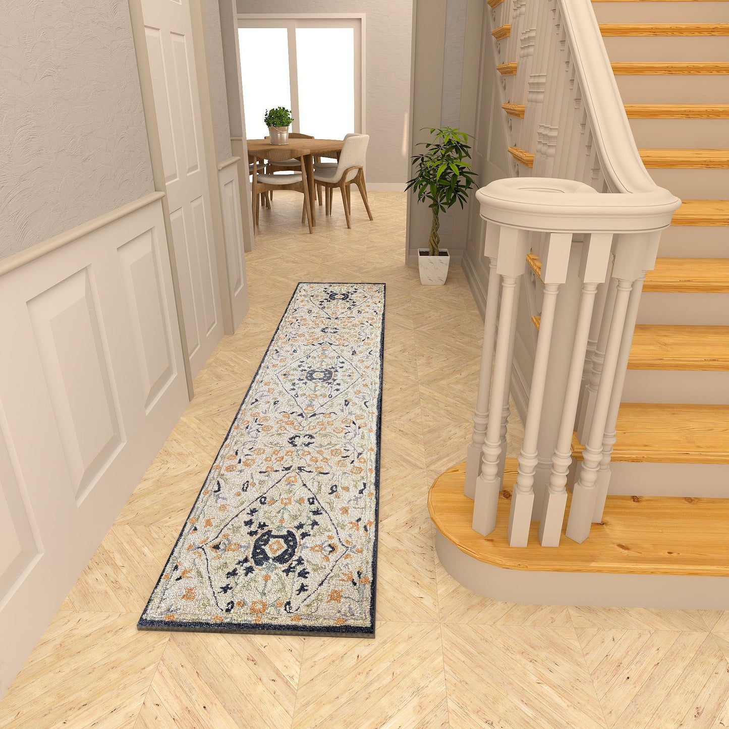 Premium Hand-Tufted Rug Made of 100% Wool - Anglian Court - 2x6 Feet