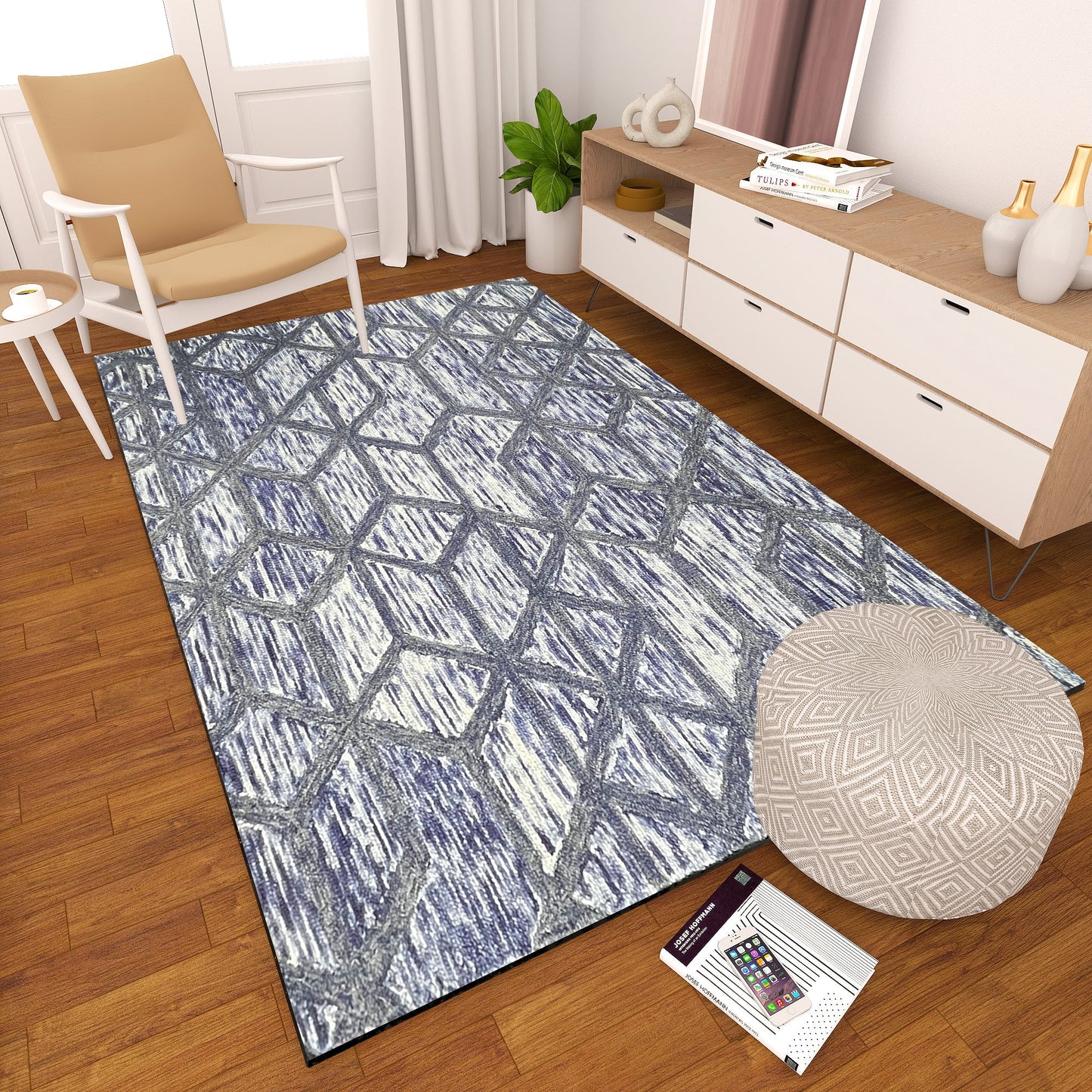 Premium Hand-Tufted Rug Made of 100% Wool - Artic Crystal - 5x8 Feet