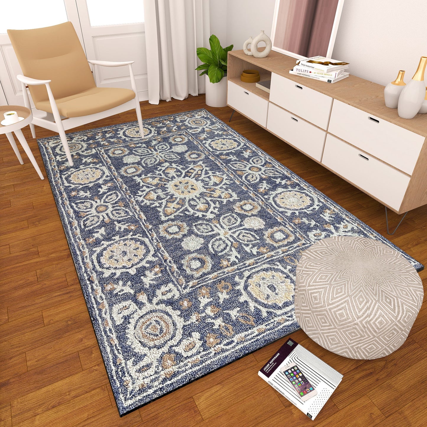 Premium Hand-Tufted Rug Made of 100% Wool - Nomadic Sun - 6x9 Feet