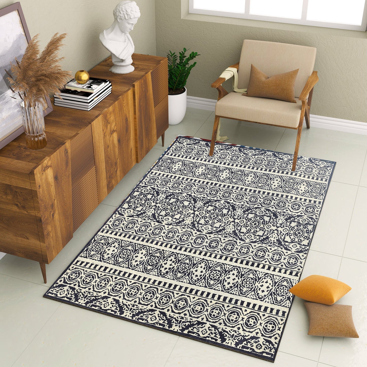 Premium Hand-Tufted Rug Made of 100% Wool - Relic Night - 5x8 Feet