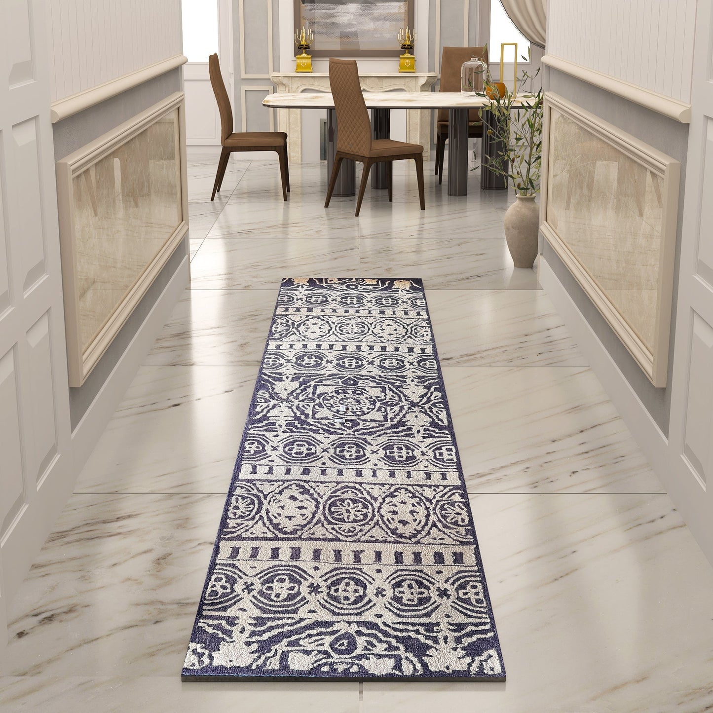 Premium Hand-Tufted Rug Made of 100% Wool - Relic Night - 2x10 Feet