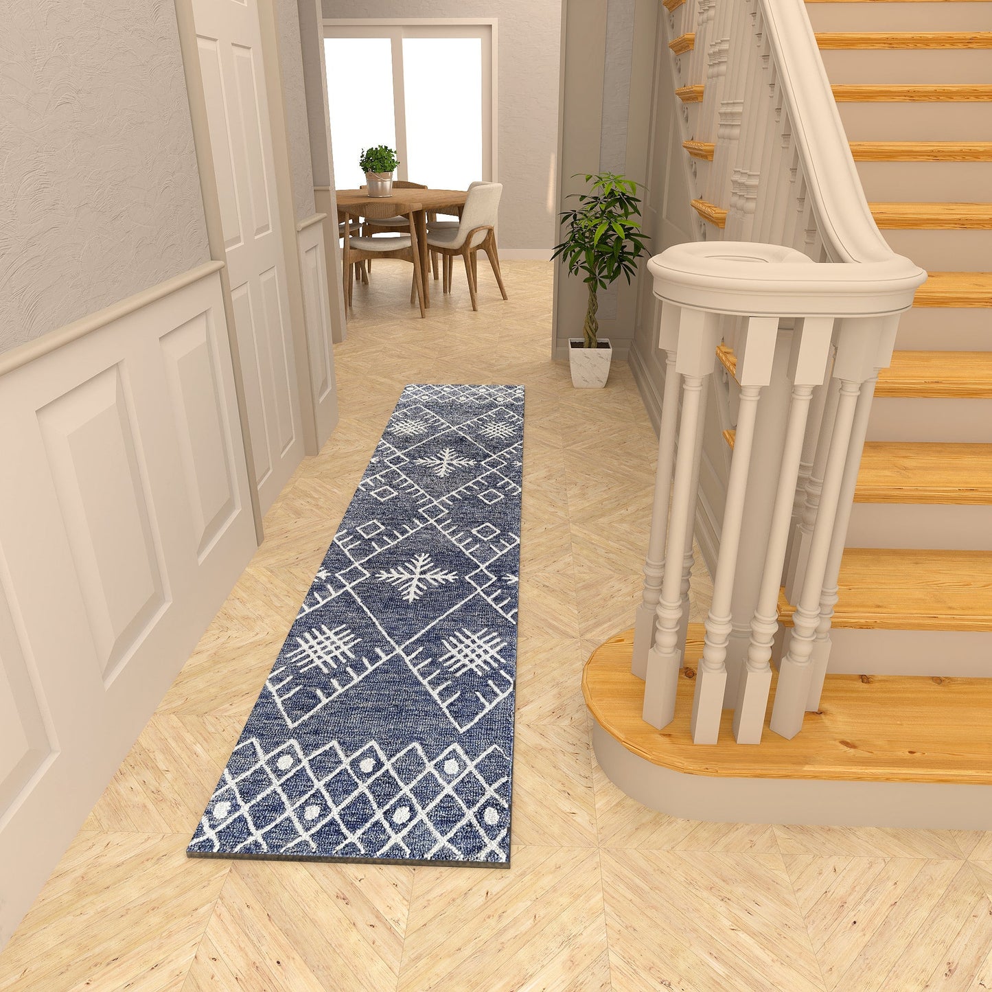 Premium Hand-Tufted Rug Made of 100% Wool - Snowfall - 2x8 Feet