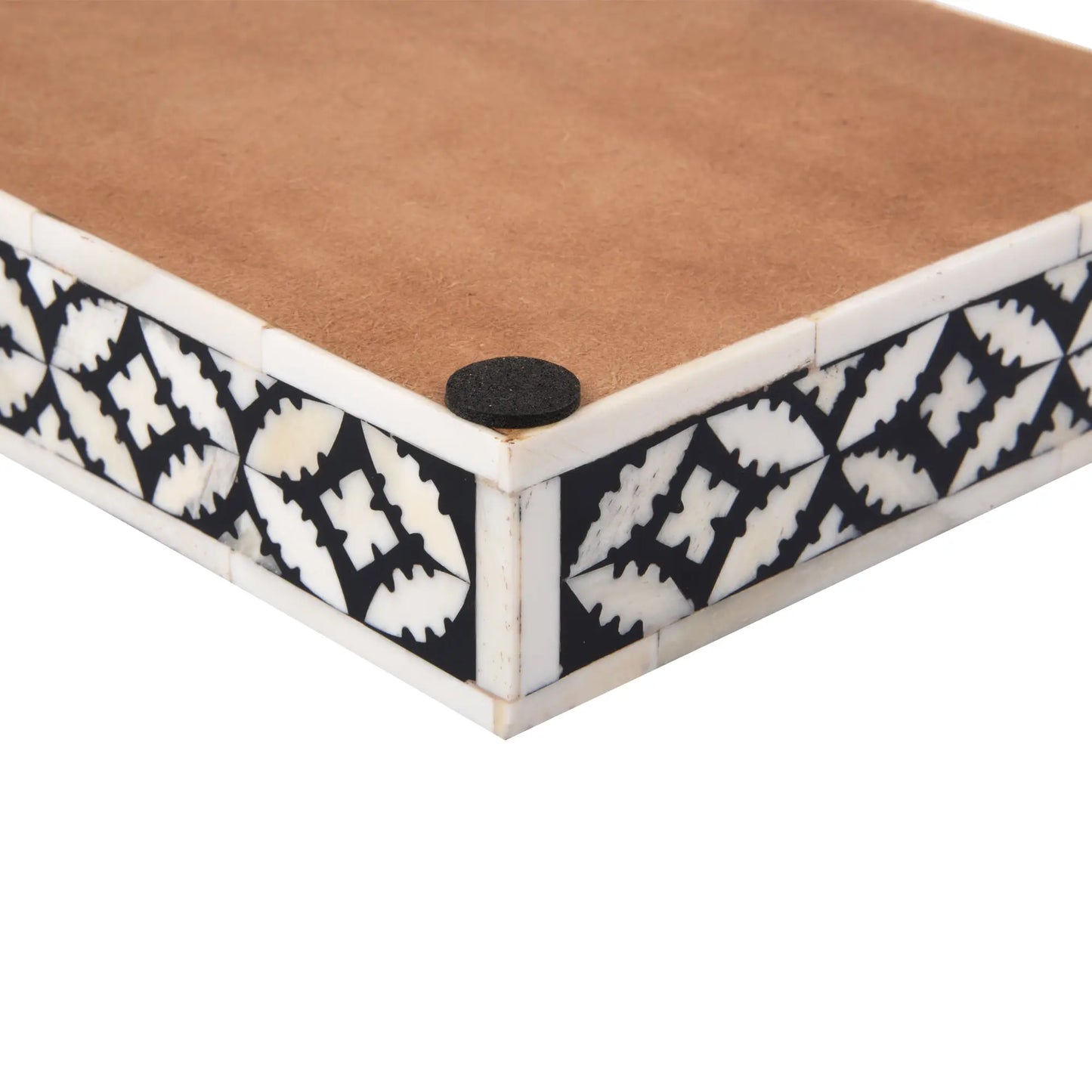 Countertop and Vanity Tray - Parlour-Rummy Pattern Black & White 10x6 Inches
