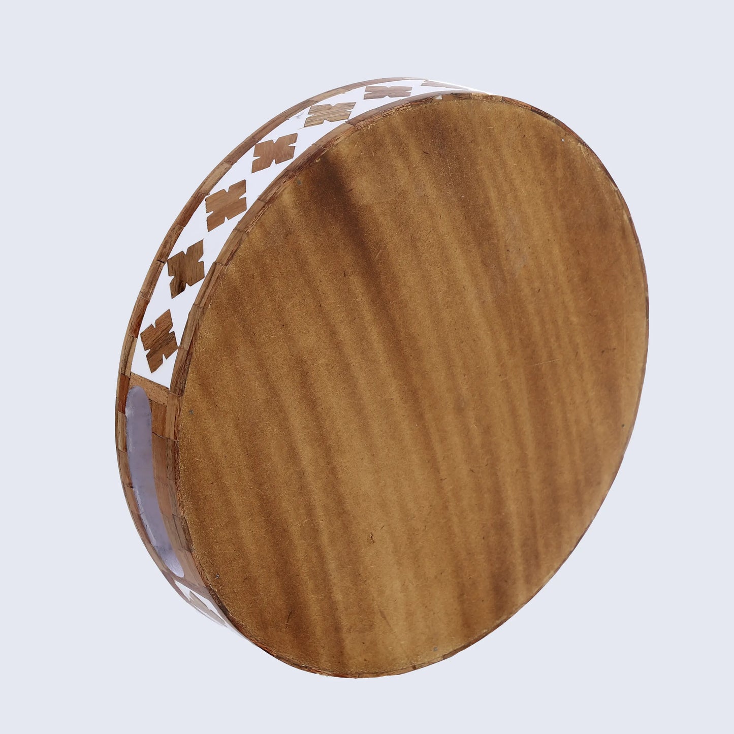 Decorative Tray Alhambra Cerco Wood & Resin Inlay in 12x12, Brown & White