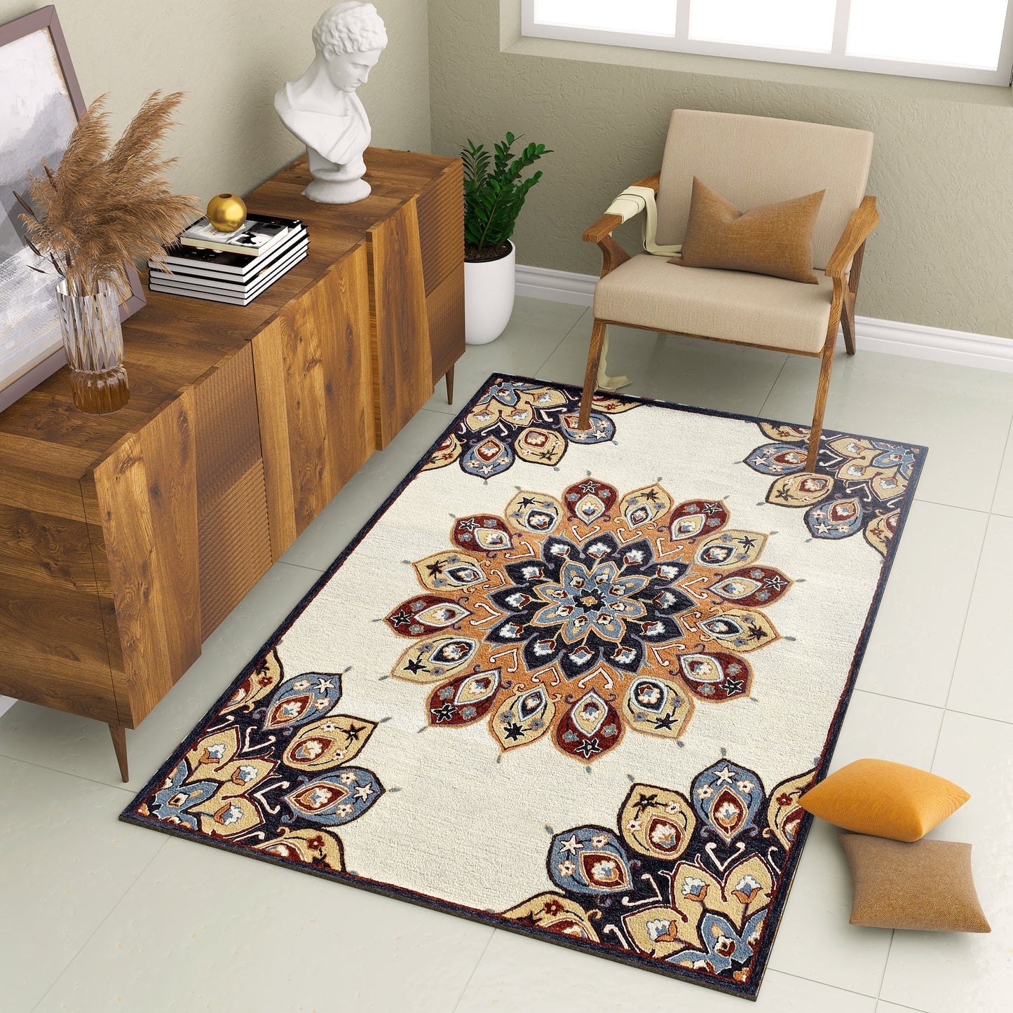 Premium Hand-Tufted Rug Made of 100% Wool - Vivid Plume - 5x8 Feet