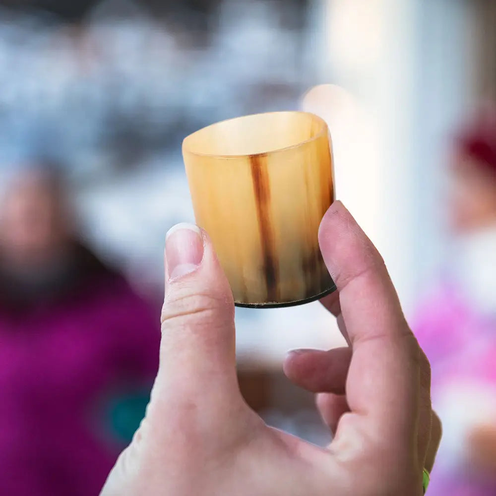 Horn Whiskey Shot Glasses Pack 3 - Holds Upto 6.5 oz, Natural