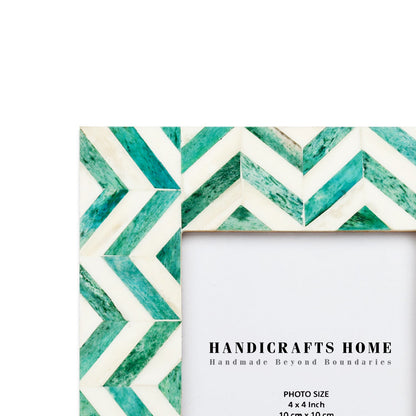 Picture Frames Herringbone Pattern Bone Inlay Collection in 2 Sizes, Green – Wholesale picture frames