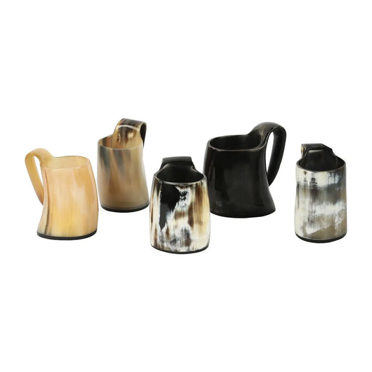 Horn Whiskey Mugs Pack 5 - Holds Upto 6.5 oz, Natural