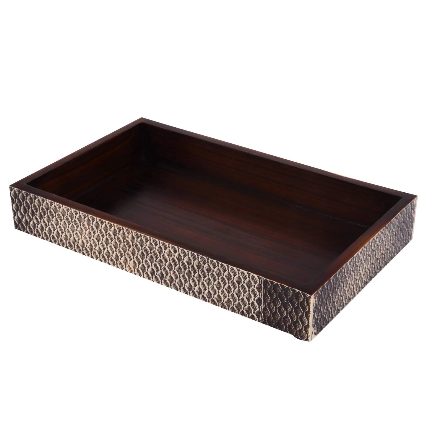 Countertop and Vanity Tray - Parlour Adder Pattern Brown 10x6 inches