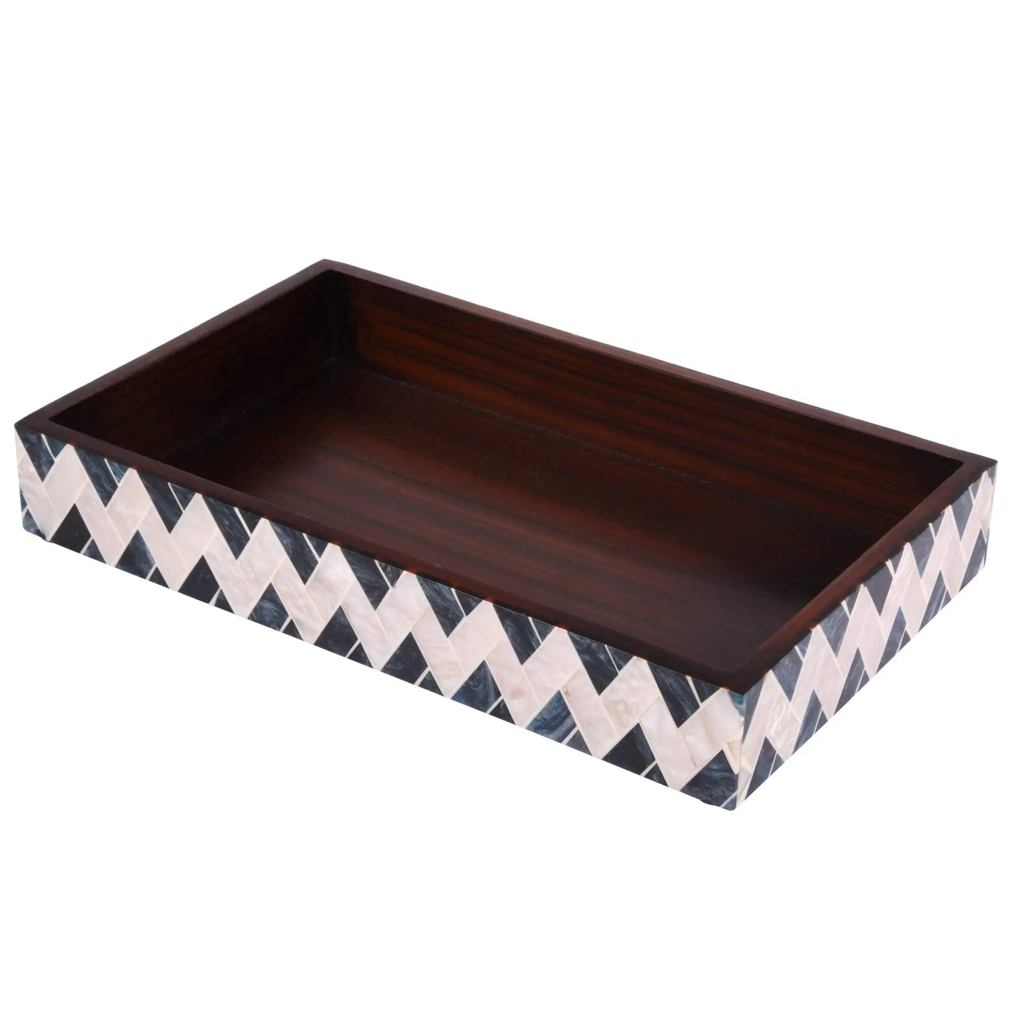 Countertop and Vanity Tray - Parlour Tavla  Collection Black and White 10x6 inches