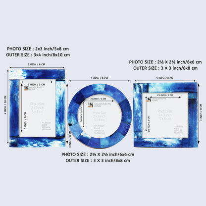 Baby Picture Frames Bone Inlay Collection in Blue, Set of 3 – Wholesale picture frames