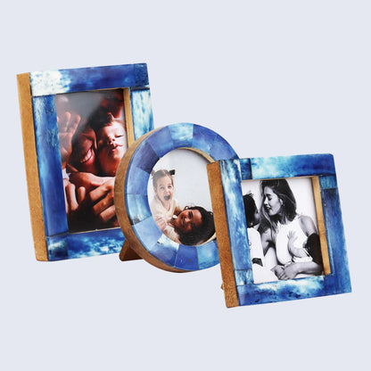 Baby Picture Frames Bone Inlay Collection in Blue, Set of 3 – Wholesale picture frames