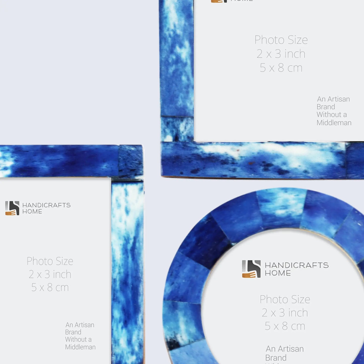 Baby Picture Frames Bone Inlay Collection in Blue, Set of 3 – Wholesale picture frames