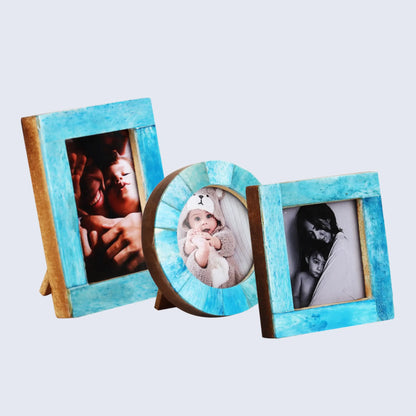 Baby Picture Frames Bone Inlay Collection in Turquoise, Set of 3 – Wholesale picture frames