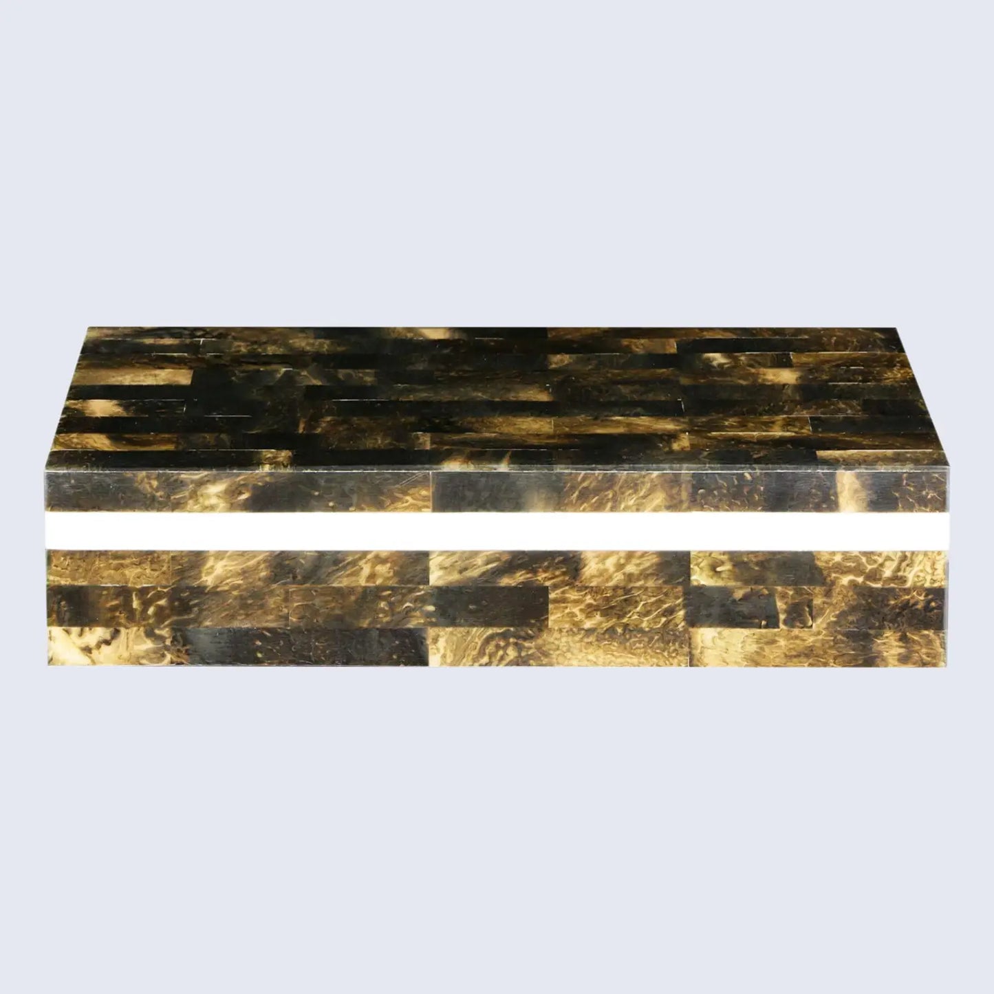 Decorative Boxes Quatrefoil Pattern Bone & Resin Inlay Collection in 10x4x2.5 Inch, Black & White