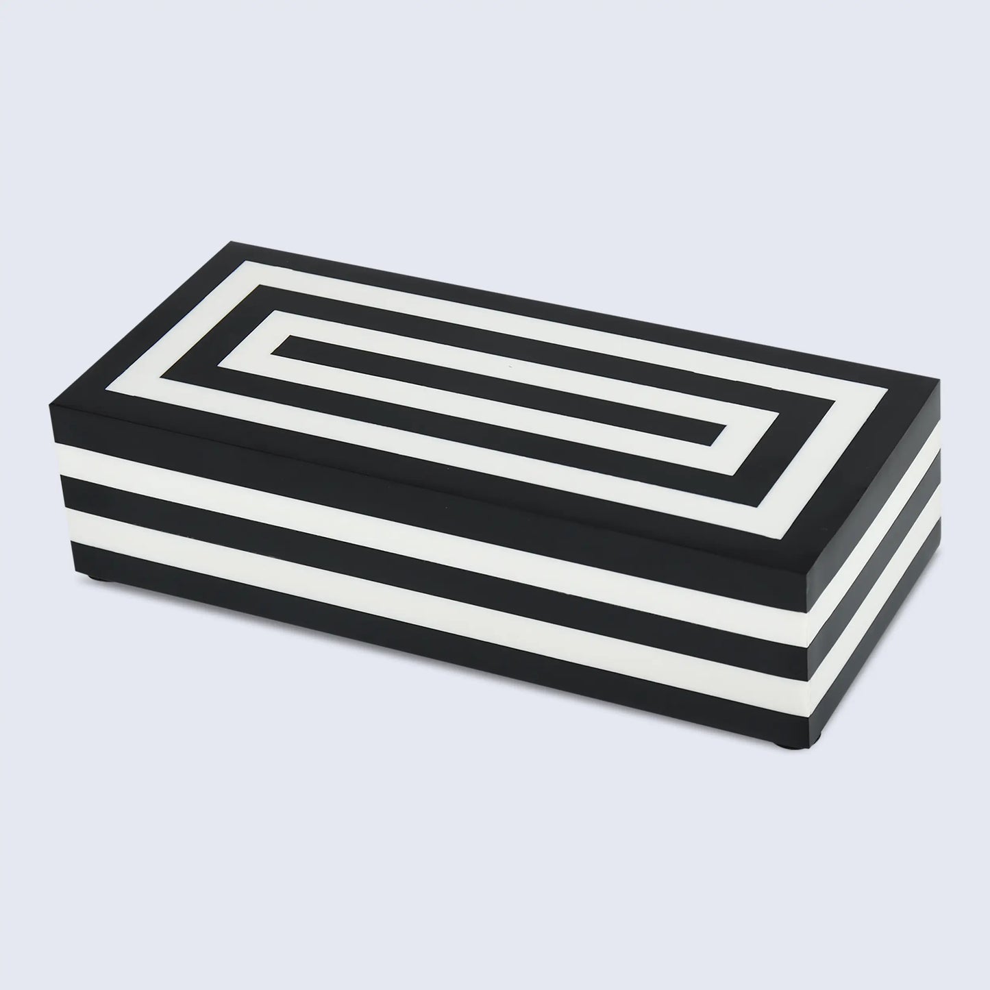 Decorative Boxes Medley Concentrics Pattern Resin Inlay Collection in 8 Sizes, Black & White