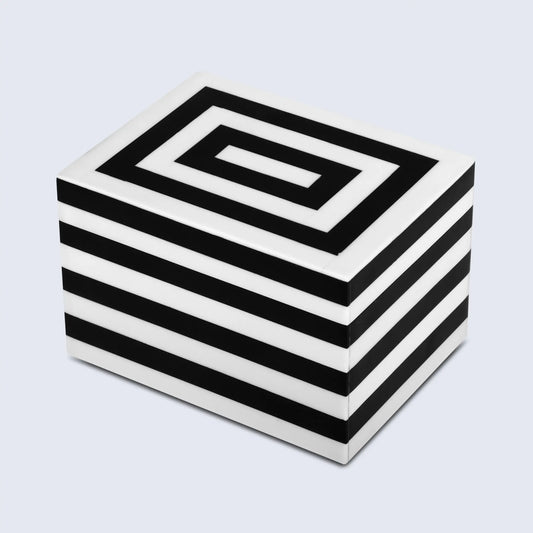 Decorative Boxes Medley Concentrics Pattern Resin Inlay Collection in 8 Sizes, Black & White
