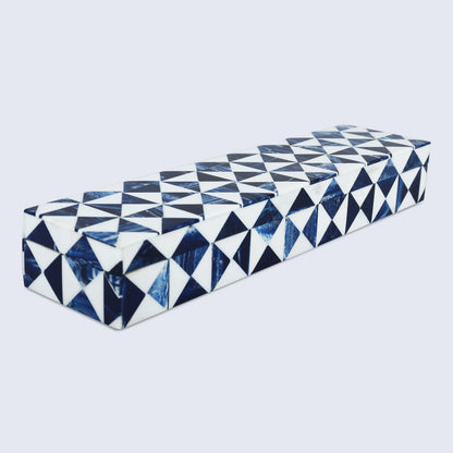 Marquet Indigo Pattern Resin Inlay Decorative Storage Box