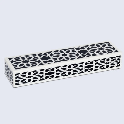 Shiraz Pattern Resin Inlay Decorative Storage Box – Black & White