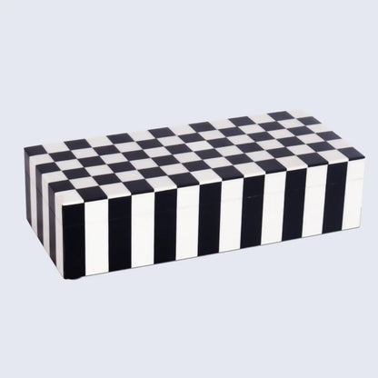 Decorative Boxes Puzzle Check Pattern Resin Inlay Collection in 7 Sizes