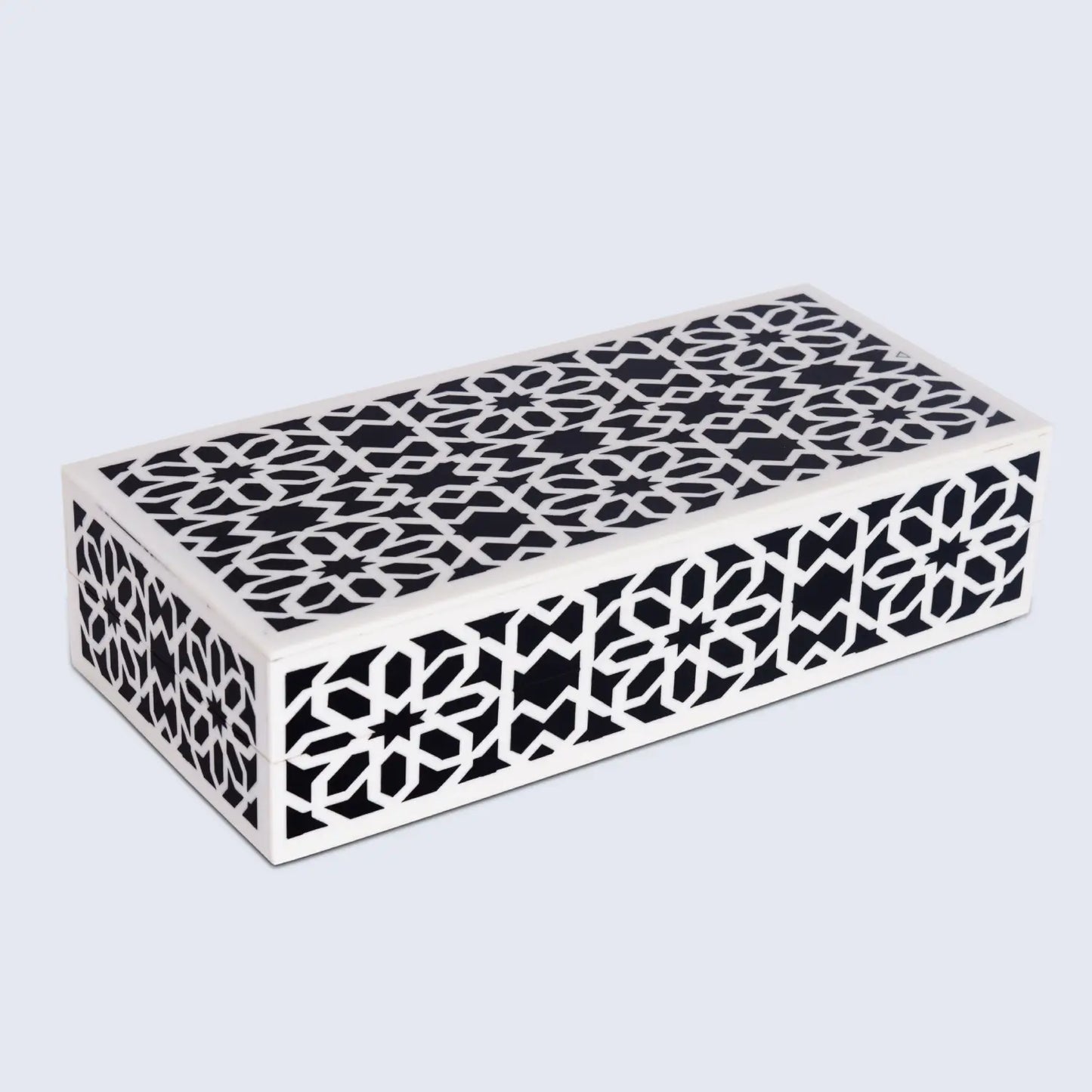 Shiraz Pattern Resin Inlay Decorative Storage Box – Black & White