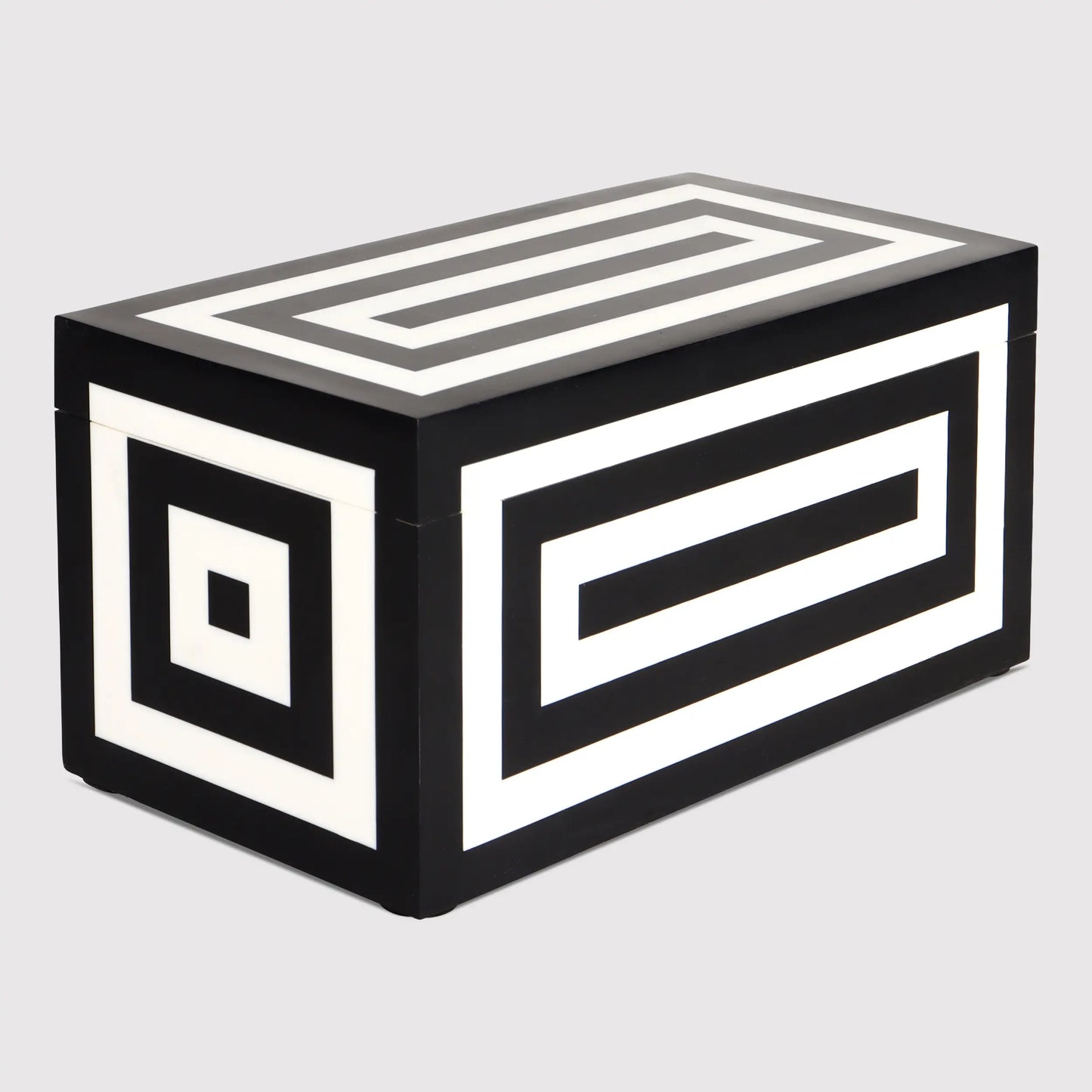 Decorative Boxes Medley Concentrics Pattern Resin Inlay Collection in 8 Sizes, Black & White