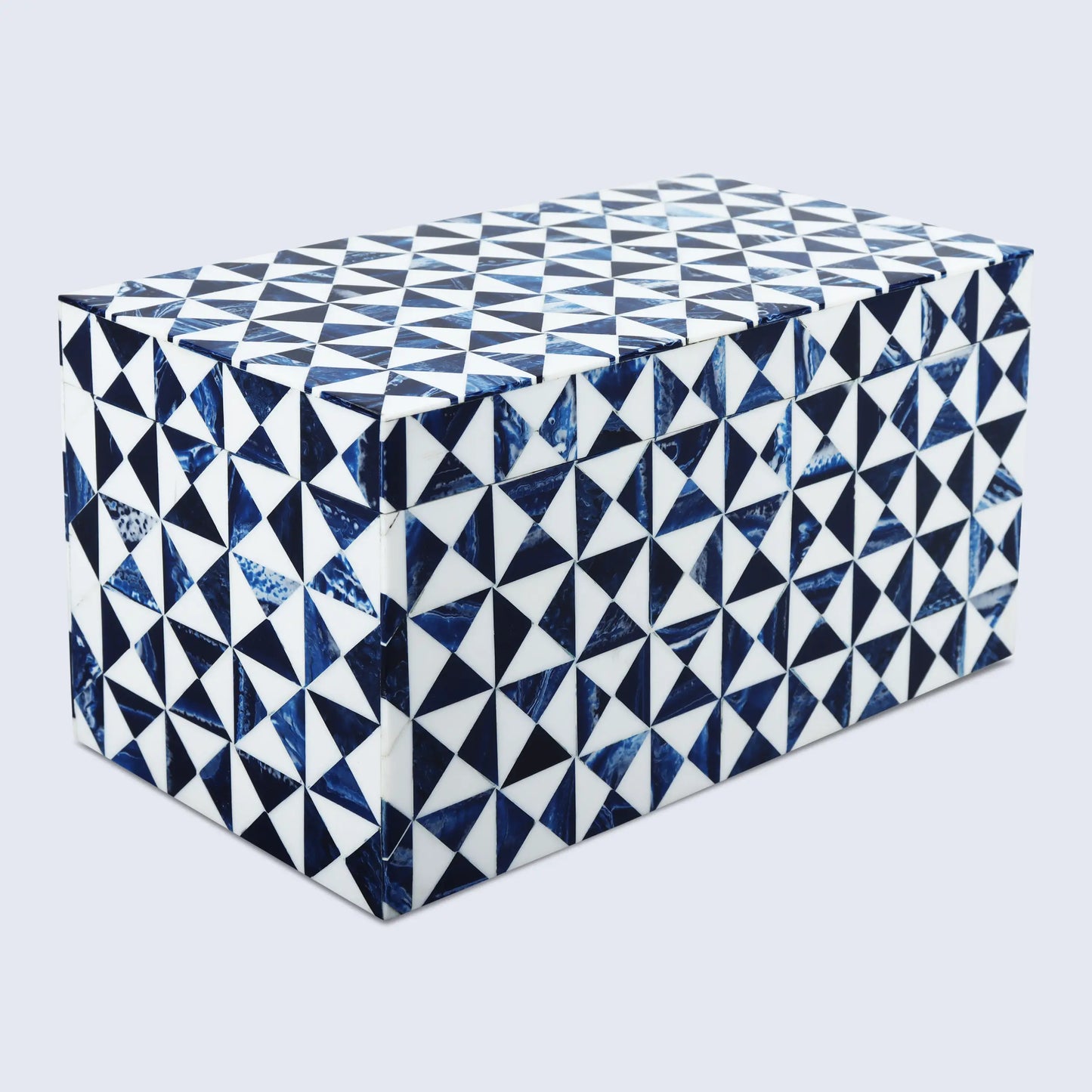 Marquet Indigo Pattern Resin Inlay Decorative Storage Box