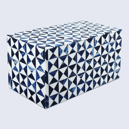 Marquet Indigo Pattern Resin Inlay Decorative Storage Box