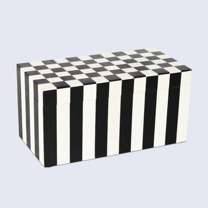 Decorative Boxes Puzzle Check Pattern Resin Inlay Collection in 7 Sizes