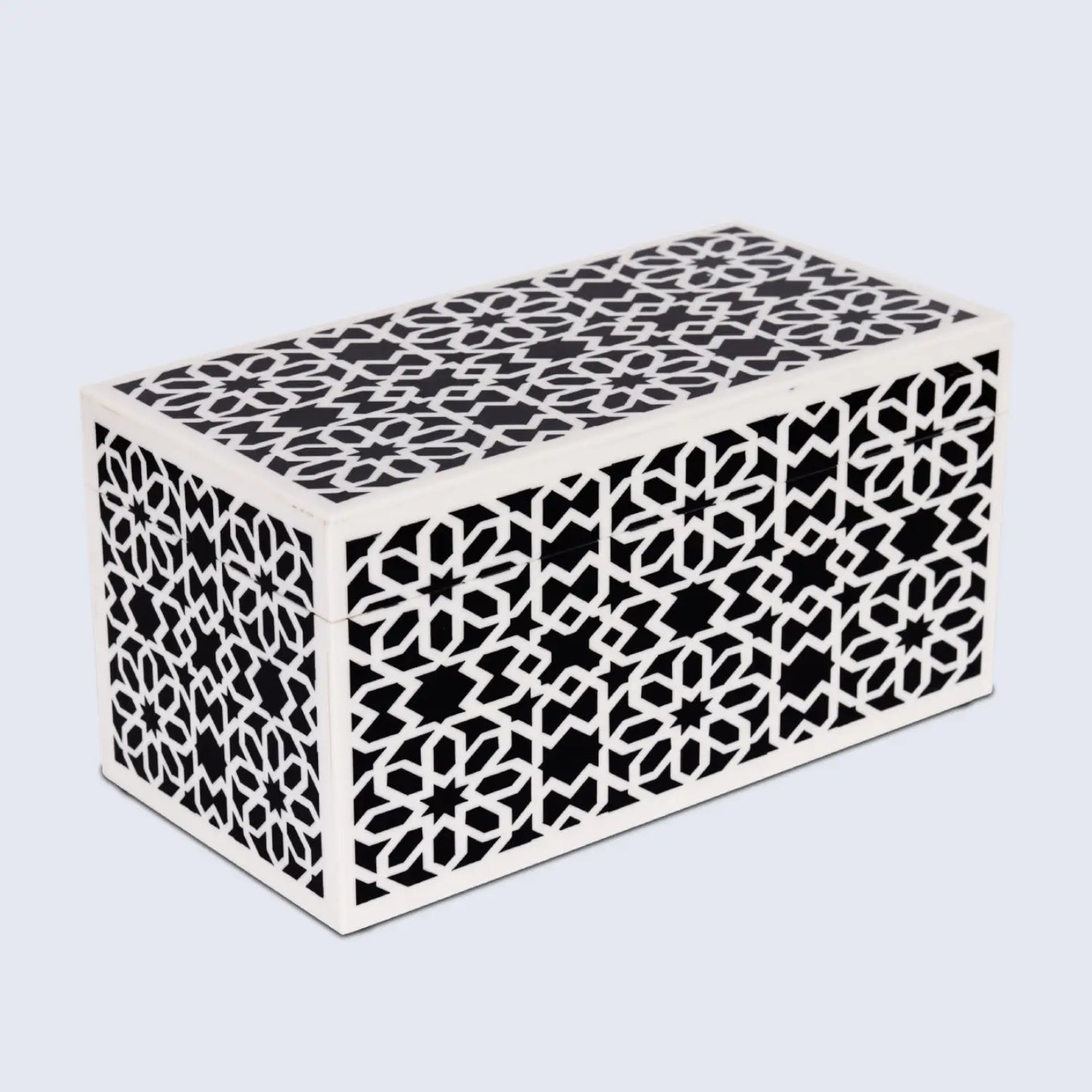 Shiraz Pattern Resin Inlay Decorative Storage Box – Black & White