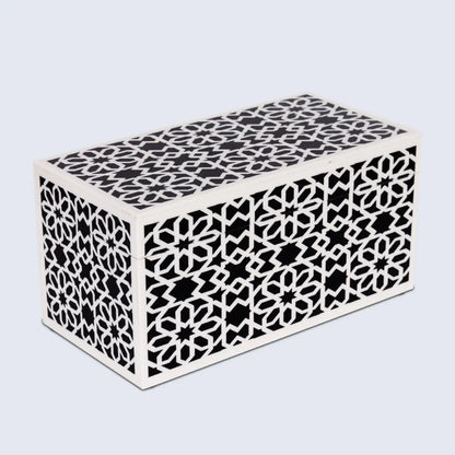 Shiraz Pattern Resin Inlay Decorative Storage Box – Black & White