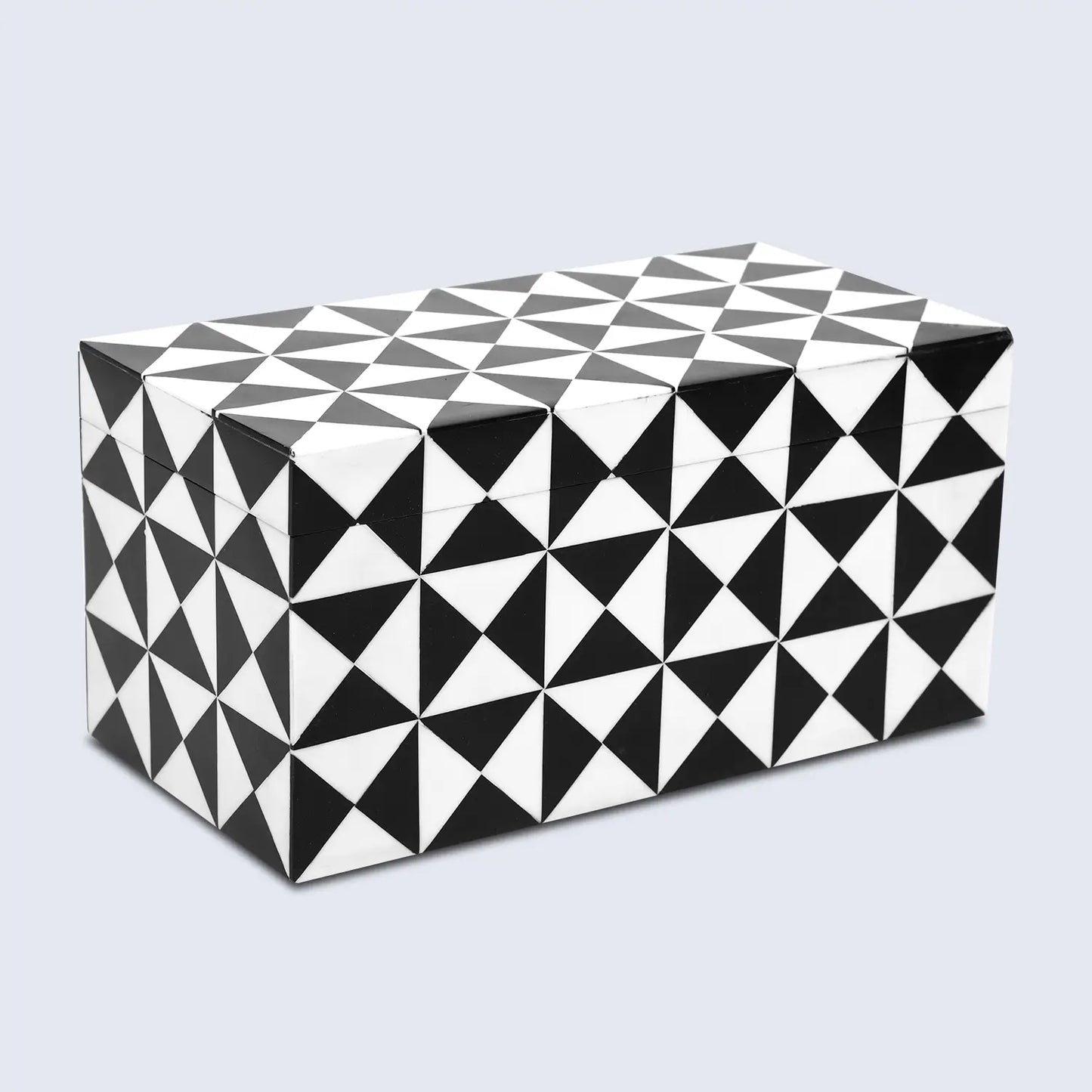 Decorative Boxes Triangle Pattern Resin Inlay Collection in 7 Sizes, Black & White
