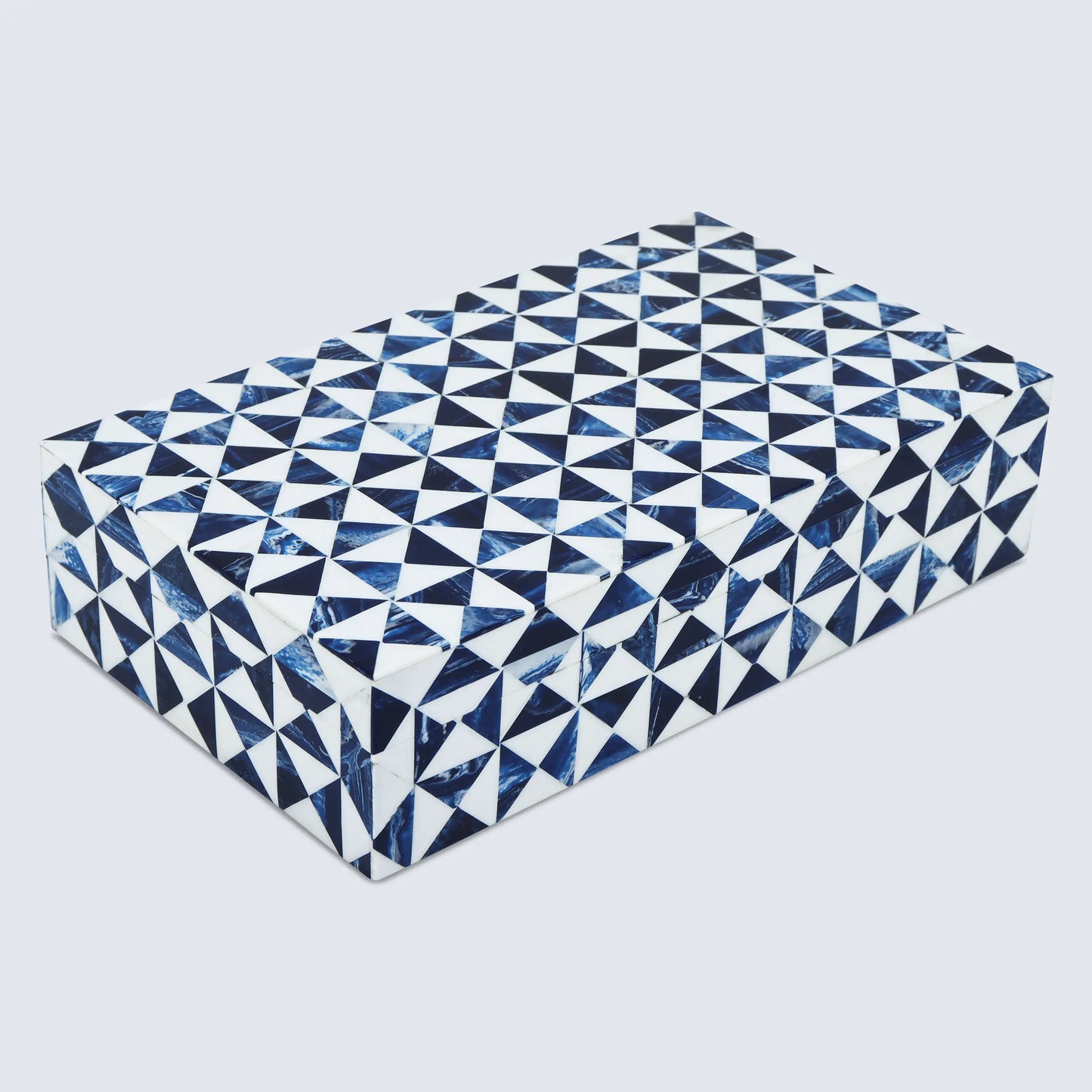 Marquet Indigo Pattern Resin Inlay Decorative Storage Box