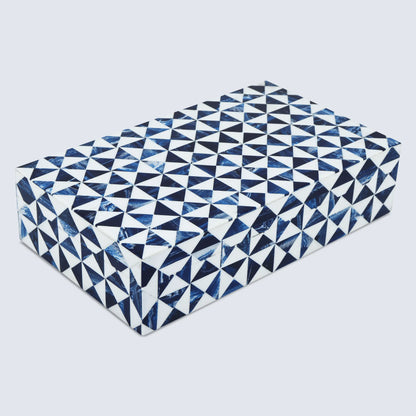 Marquet Indigo Pattern Resin Inlay Decorative Storage Box