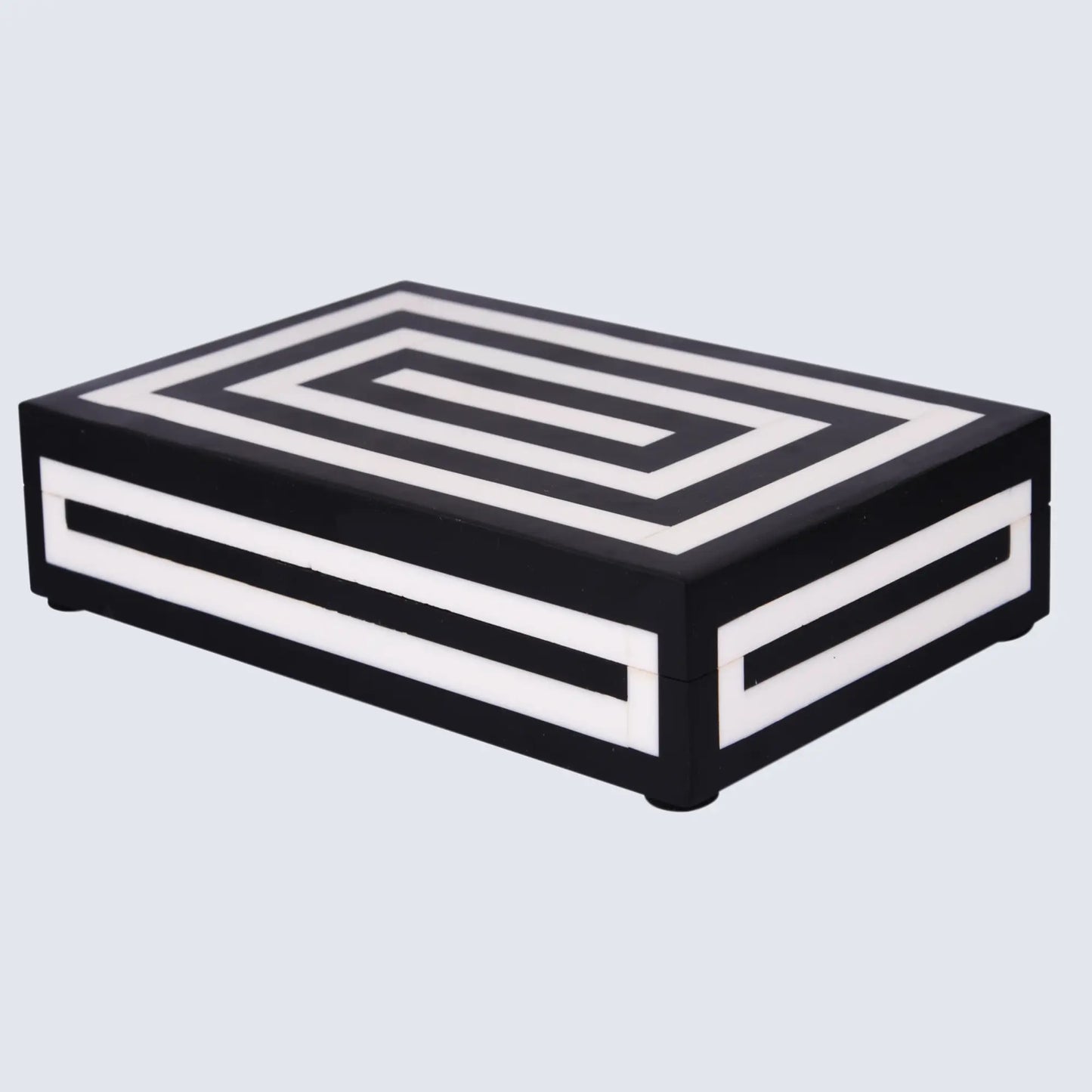Decorative Boxes Medley Concentrics Pattern Resin Inlay Collection in 8 Sizes, Black & White