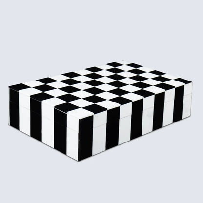 Decorative Boxes Puzzle Check Pattern Resin Inlay Collection in 7 Sizes
