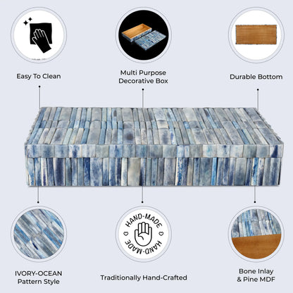 Ivory Ocean Pattern Bone Inlay Decorative Storage Box 7 Sizes