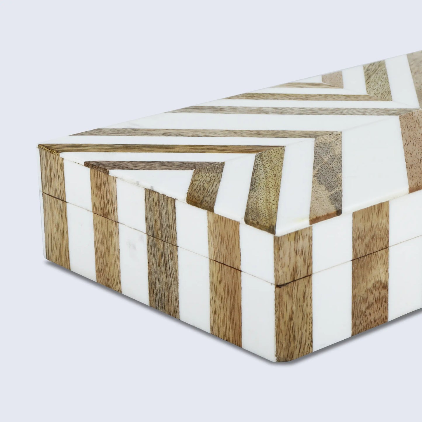 Marquet Chevron Resin & Wood Inlay Decorative Storage Box - 8 Sizes