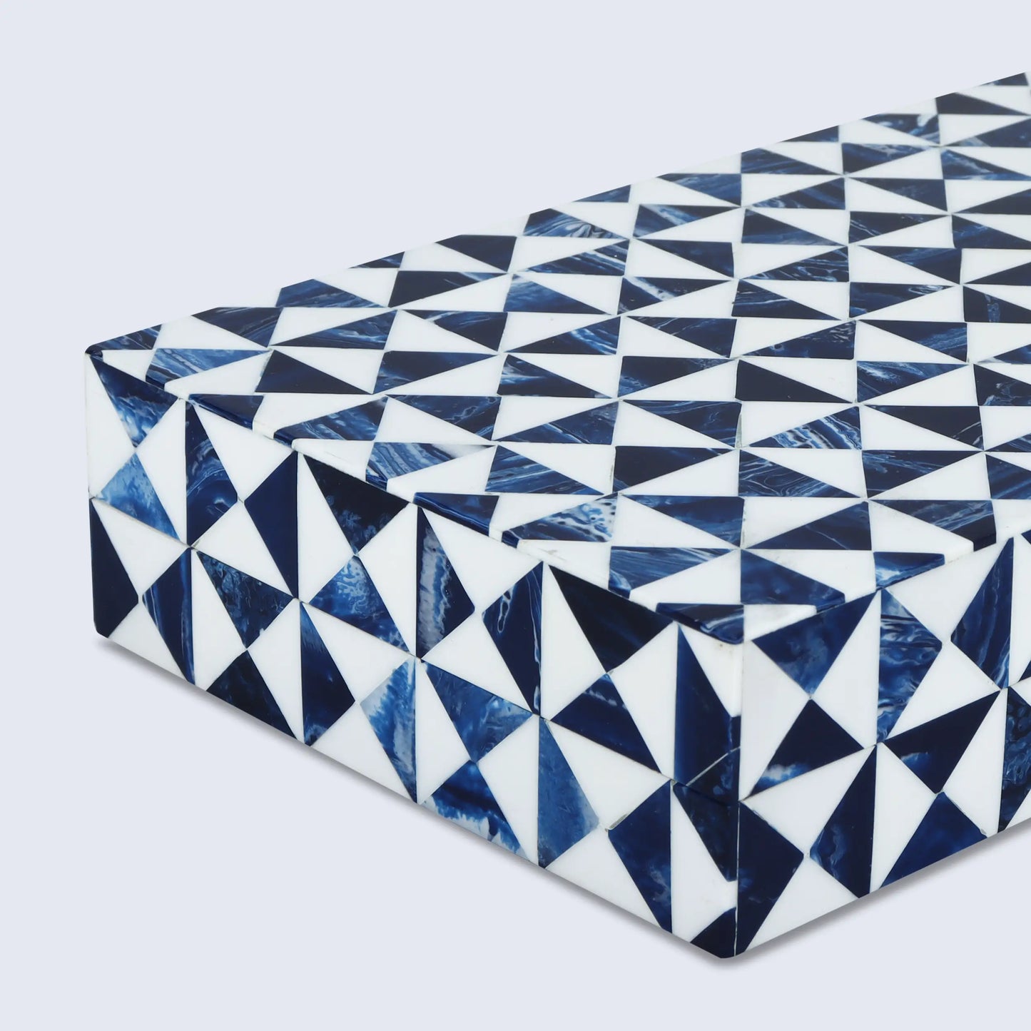 Marquet Indigo Pattern Resin Inlay Decorative Storage Box