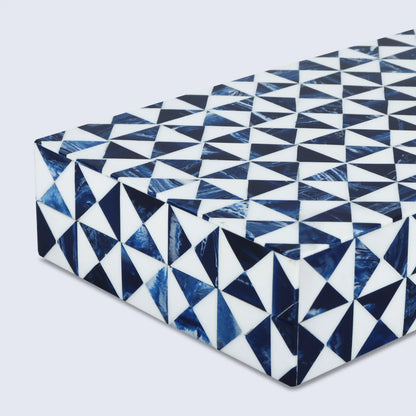 Marquet Indigo Pattern Resin Inlay Decorative Storage Box